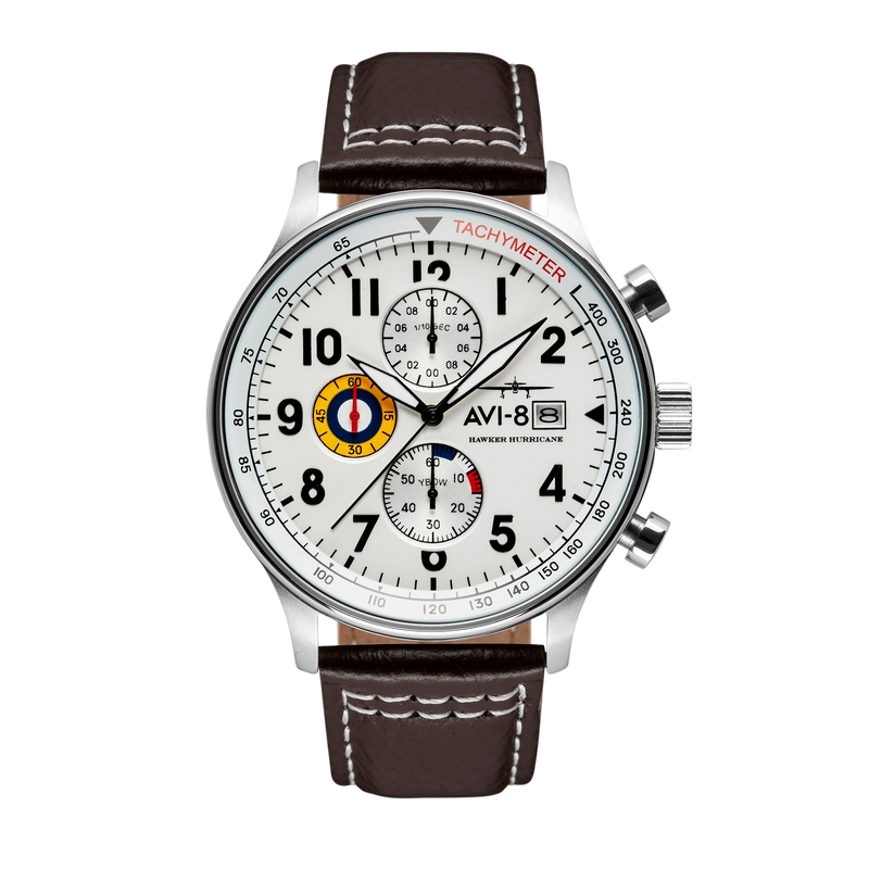 Hawker Hurricane Classic Chronograph White / Leather | White Dial