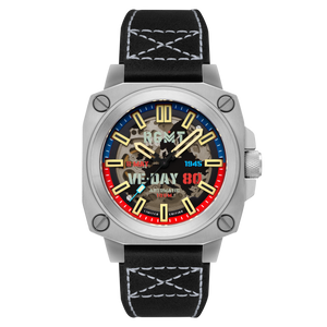 ALTIMETER SKELETON AUTOMATIC VE-DAY 80TH LIMIITED EDITION BLACK / LEATHER | Black Dial