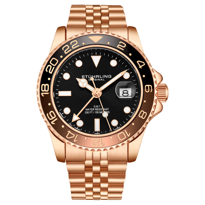 Aquadiver GMT Rose Gold/Stainless Steel | Black Dial