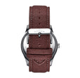 Crosswind Canvas-Overlaid Leather-Band Watch w/ Date Silver/Brown | Silver Dial