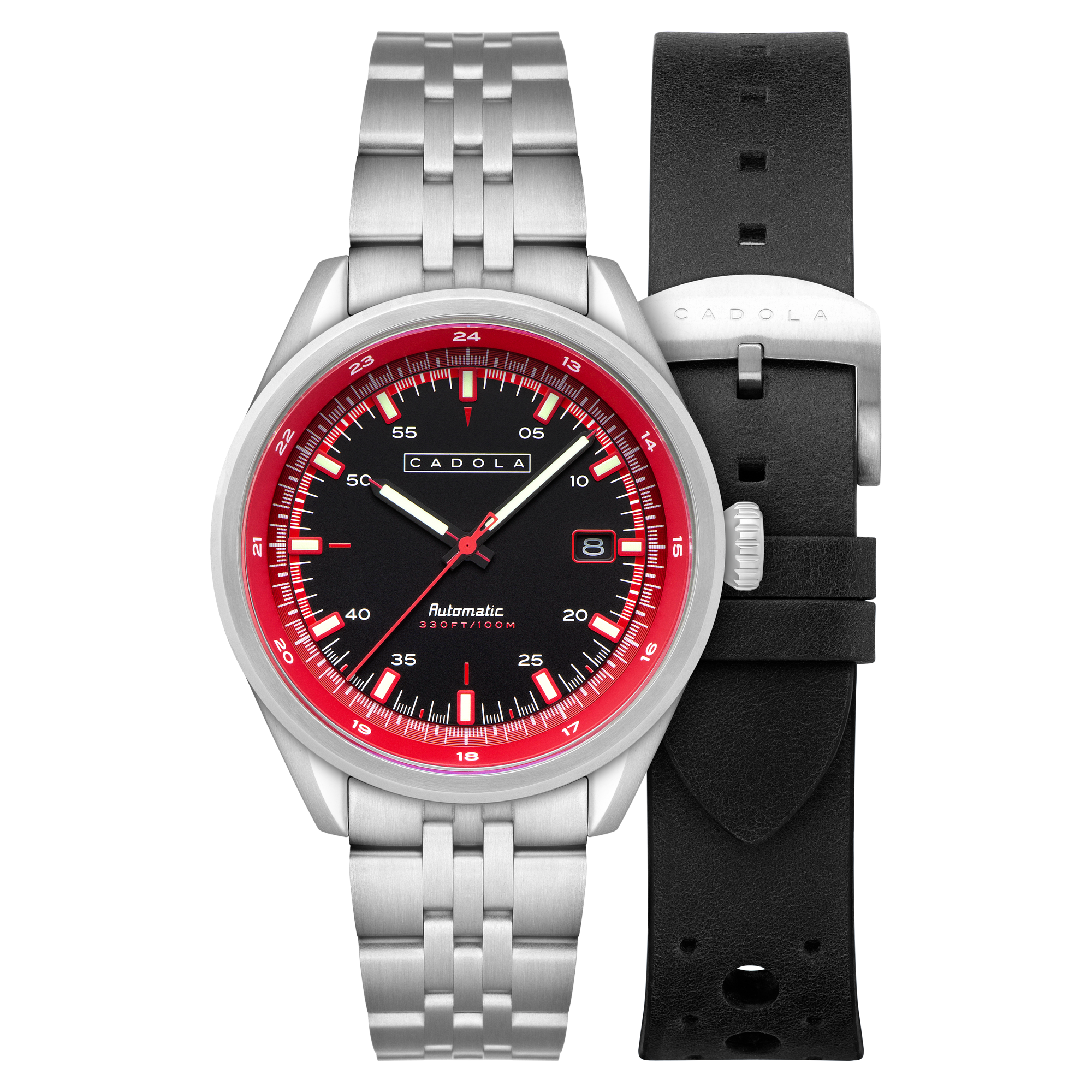 Pista Automatic Black & Red / Stainless Steel Black Dial