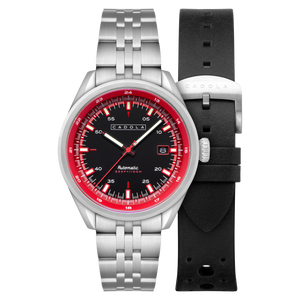 Pista Automatic Black & Red / Stainless Steel Black Dial