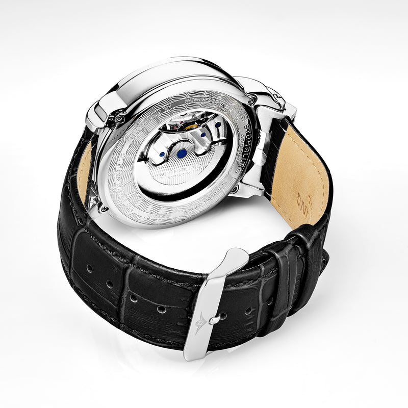 Legacy Silver/Black Leather | Black Dial