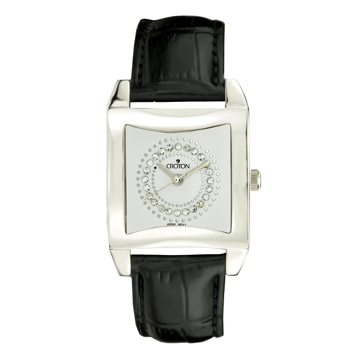 Ladies All Stainless Steel Square Dial Quartz Watch with Leather Strap  |  Dial