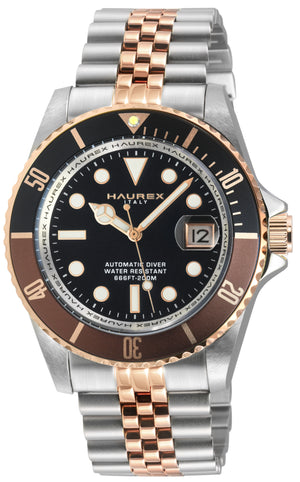 Eterno SS/IPRG Case, Black/Brown Bezel, Black Dial,  SS/IPRG Two toned Stainless Steel Bracelet | Black Dial