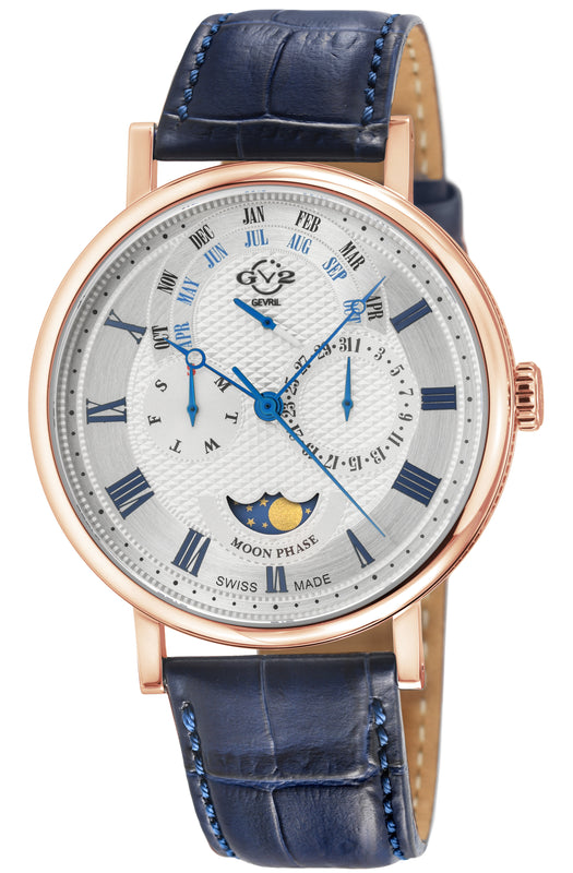 Maestro GV2 Swiss Quartz, IPRG Case, White Dial, Blue Italian Leather Strap | White Dial