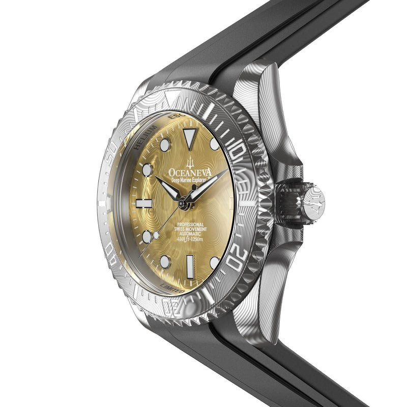 Damascus Swiss Automatic SW200 Deep Marine Explorer II Damascus/Yellow Gold Damascus Dial | Gold Dial