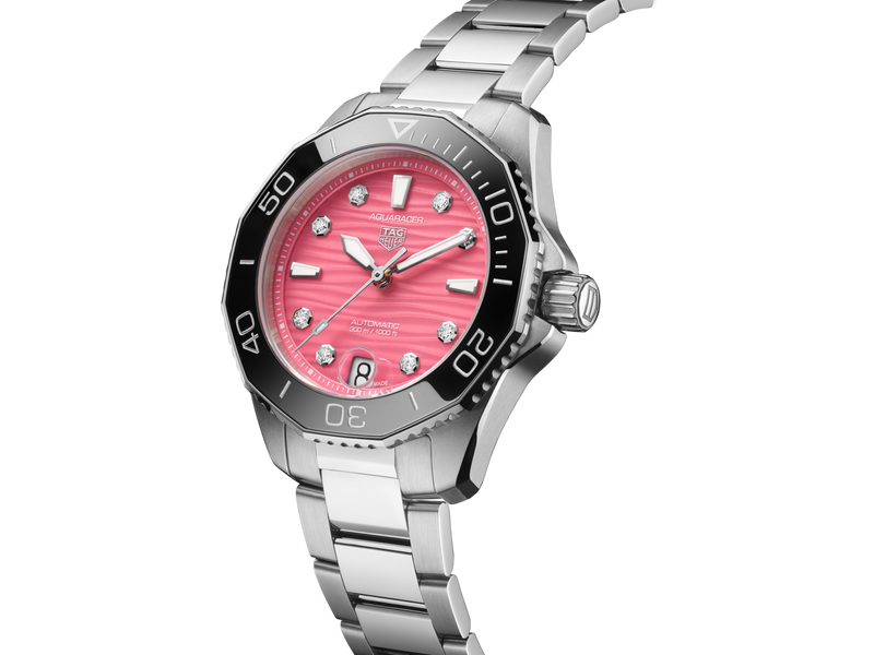 TAG HEUER AQUARACER PROFESSIONAL 300, 36MM, W/R 300M, STEEL CASE AND BRACELET, PINK DIAL Pink Dial | Pink Dial