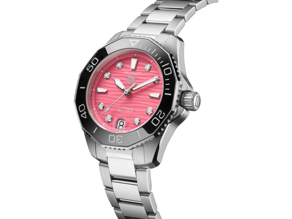 TAG HEUER AQUARACER PROFESSIONAL 300, 36MM, W/R 300M, STEEL CASE AND BRACELET, PINK DIAL Pink Dial | Pink Dial