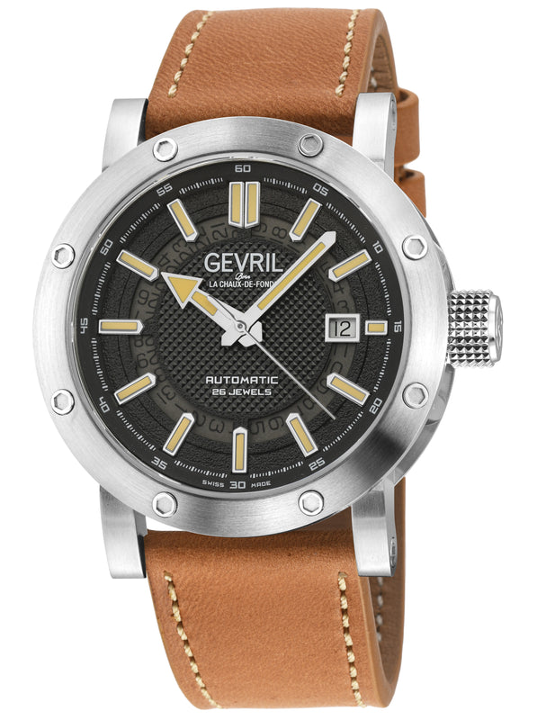 Flat Iron Swiss Made Automatic, 42mm Stainless Steel, Black Dial, 316L Brown Italian Leather | Black Dial