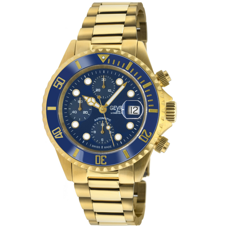 Wall Street Swiss Automatic Chronograph SW500 Blue Ceramic Bezel Divers Watch | Blue Dial