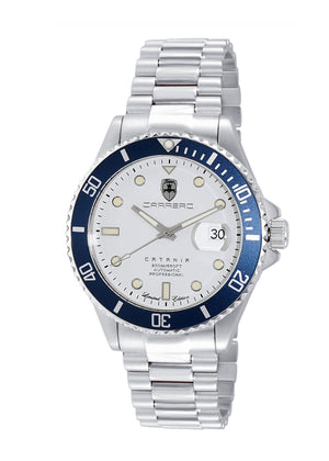 CATANIA -PD SILVER TONE/WHITE-BLUE | White Dial