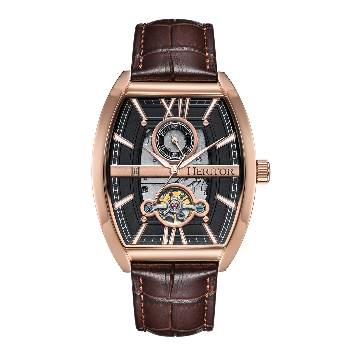 Masterson w/ 24 Hour Hand Brown / Rose Gold Black Dial