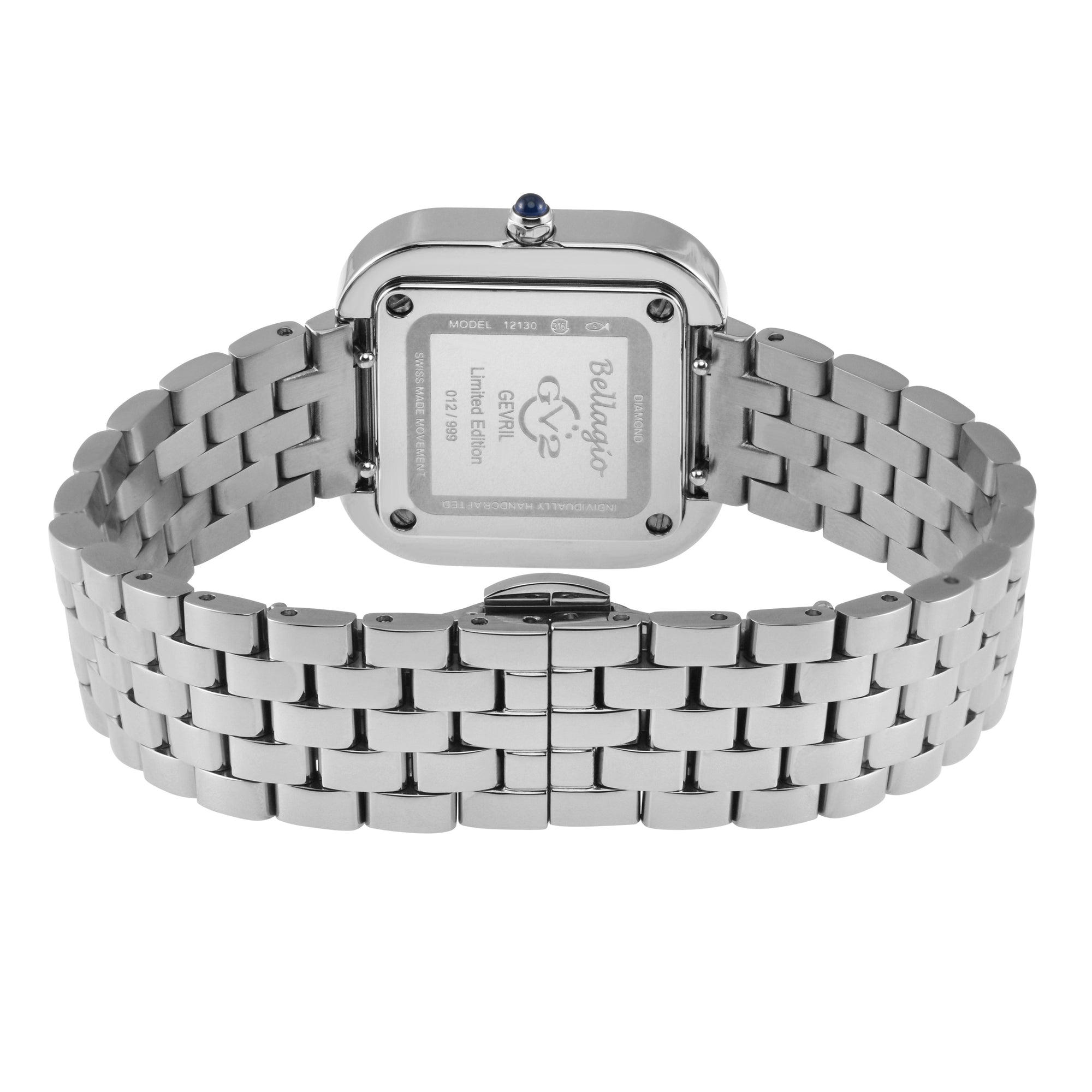 Bellagio GV2 Women's Diamond Swiss Quartz Watch, Silver/White dial 8 Diamonds, Bracelet White Dial