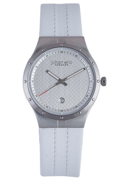 Skive Silver, White Calfskin Leather | Silver Dial