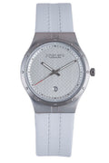Skive Silver, White Calfskin Leather | Silver Dial