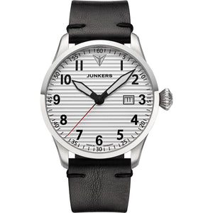 JU 52 Aviator Silver Dial / Black Leather Strap Silver Dial