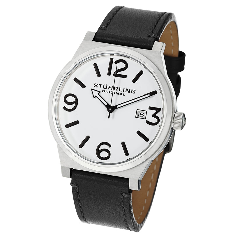 Aviator Black/Leather/White Dial/Silver Case | White Dial
