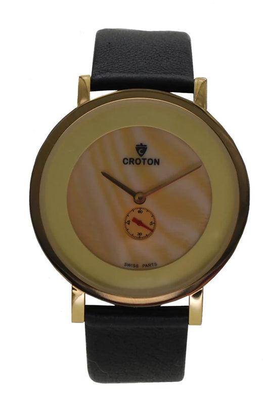 Men's Ultra Thin Goldtone Swiss Parts Dress Watch with Mother of Pearl Dial  |  Dial