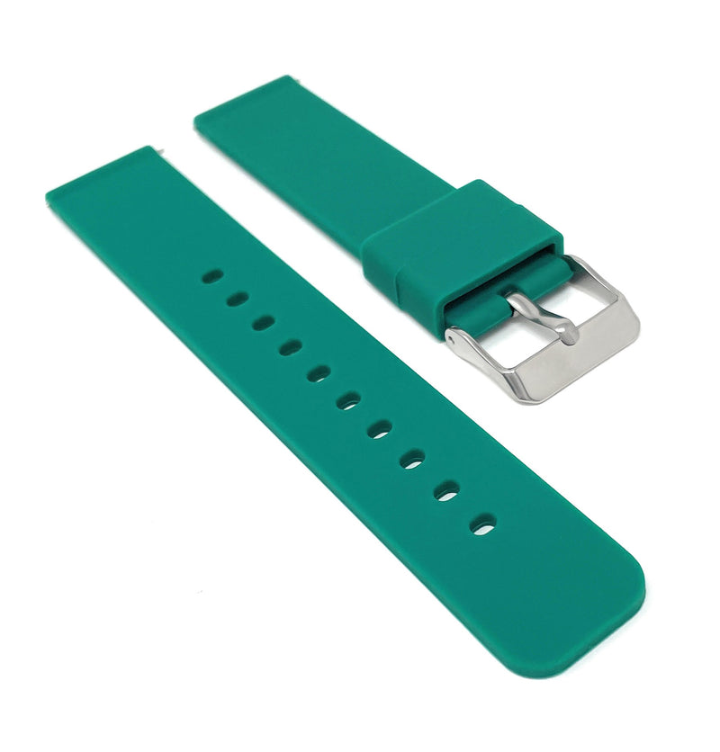 SIL.100 | Quick Release Slim Soft Rubber Silicone Watch Band - 22mm, Green 22mm / Green |  Dial