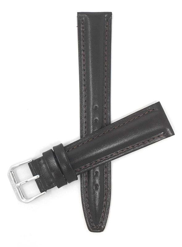 200 | 18mm Brown Italian Leather Watch Band - Classic - Padded 18mm / Brown / Silver Buckle |  Dial