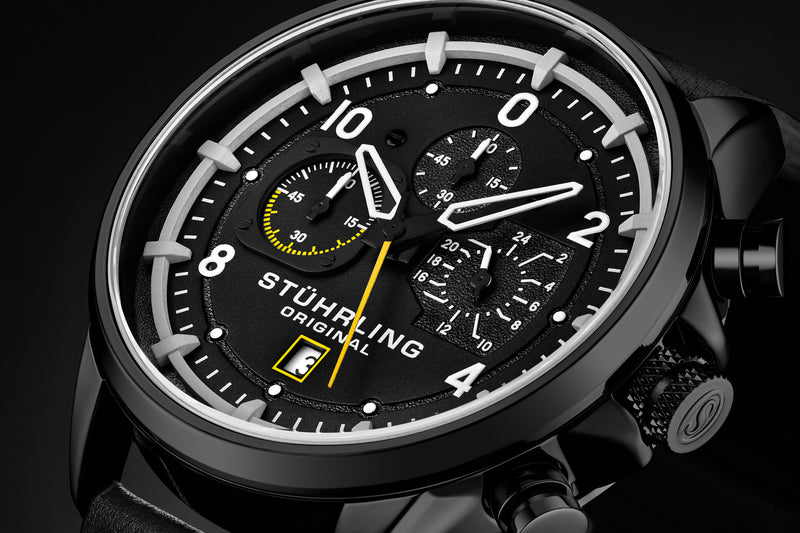 Aviator 929 Black/Leather | Black Dial