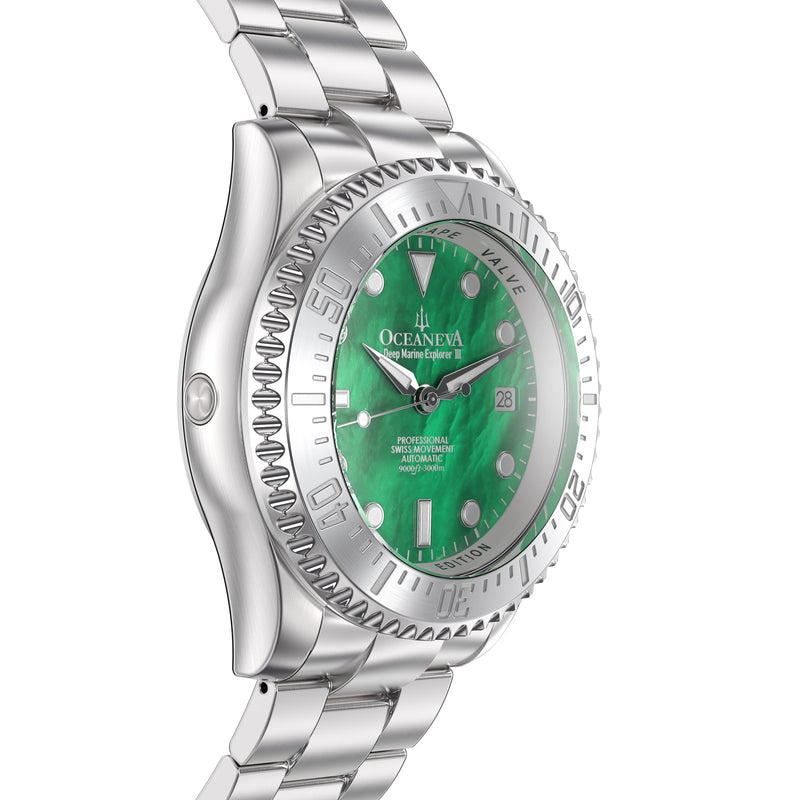 Deep Marine Explorer III Swiss Automatic Stainless Watch| Green Dial