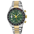 Ascari - Chronograph Swiss made Automatic Chrono Sellita SW500 forged carbon bezel  Black IPRG Stainless steel | Green Dial