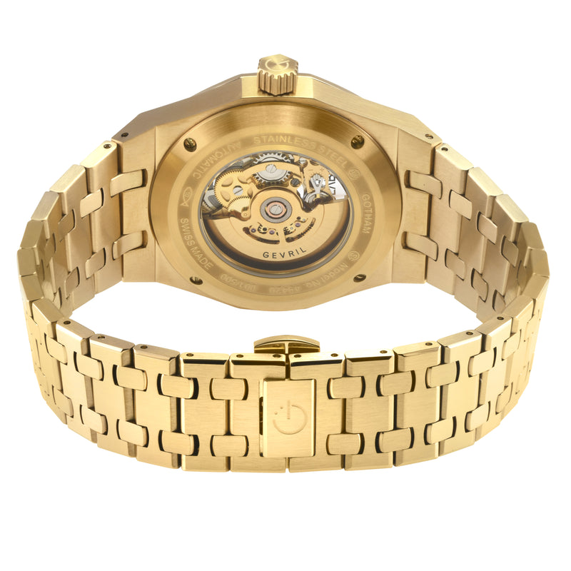 Gotham - Skeleton Swiss Automatic Movement Skeleton Dial, IPYG Bracelet | Skeleton Dial