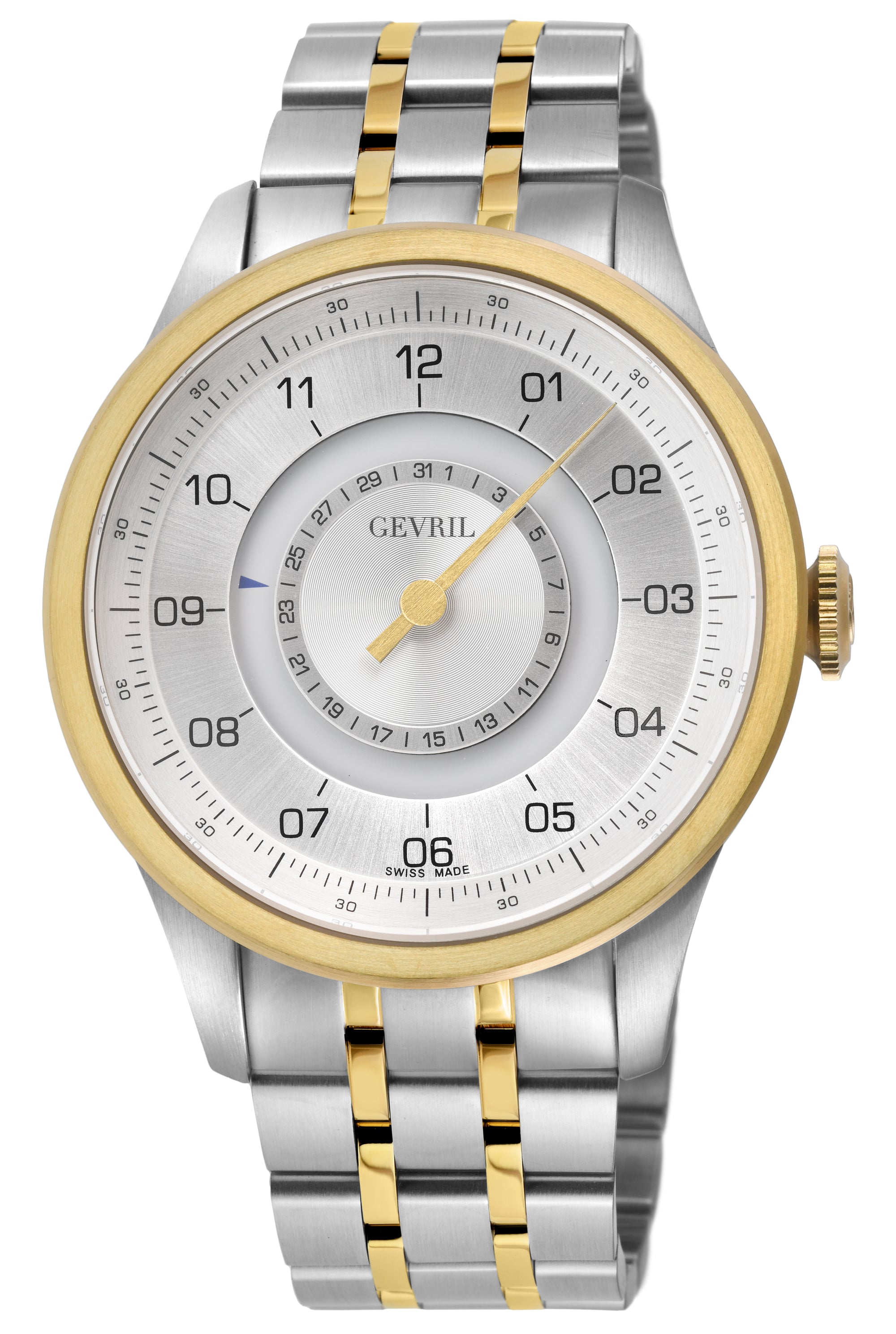 Jones Swiss automatic SW200 single handed watch Silver dial Two-tone | Silver Dial