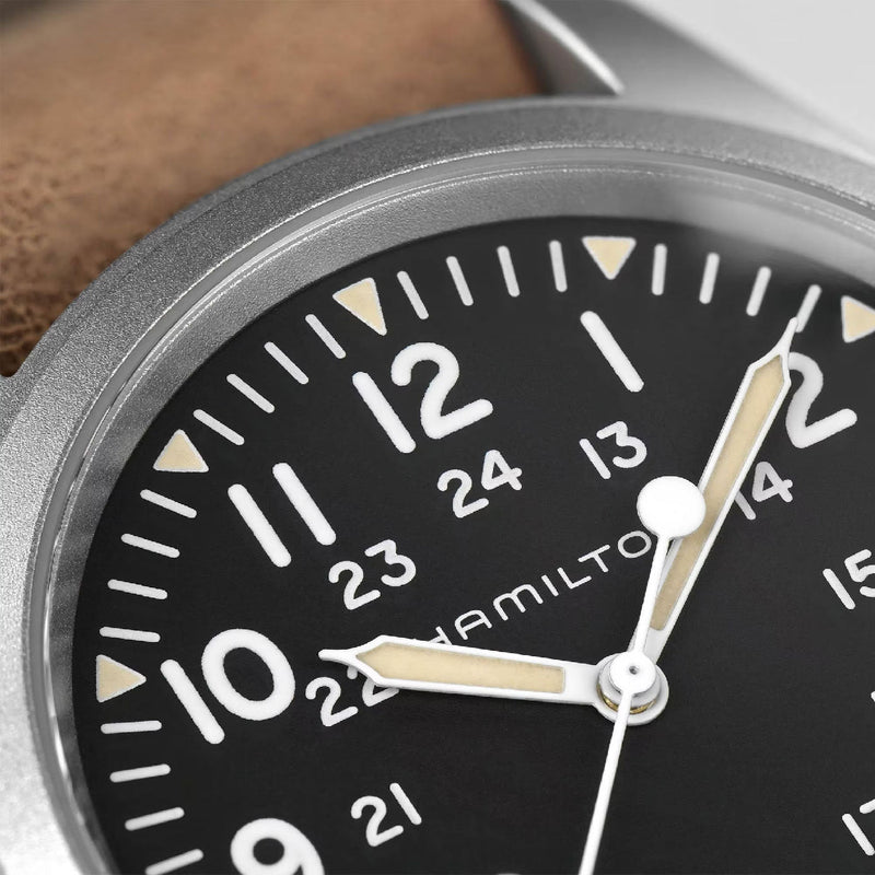 Khaki Field Black / Leather | Black Dial