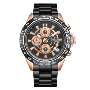 Speed Target Mechanical Quartz Black Target-Pattern Dial / Black Stainless Steel Bracelet Black Dial