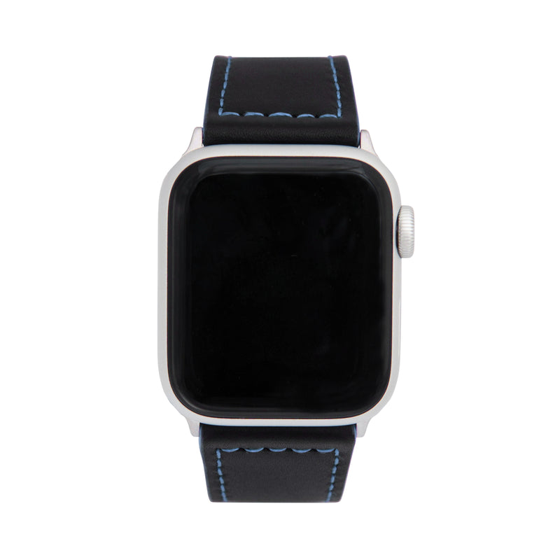 Thick Leather Two-Tone Racer Band for Apple Watch Series 8/7/6/5/4/3/2/1/SE Black & Blue (38mm | 40mm | 41mm) |  Dial