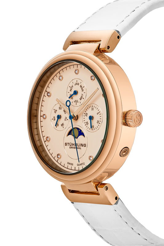 Symphony-674.03 White Leather | Salmon Dial