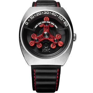 Scrambler Automatic Wandering Hour Silver Black Red Red Dial