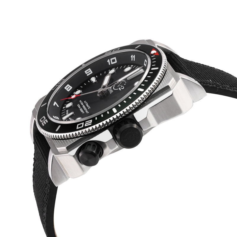 XO small Swiss Made SW200  inner and outer rotating bezel, metal band  Black silver | Black Dial