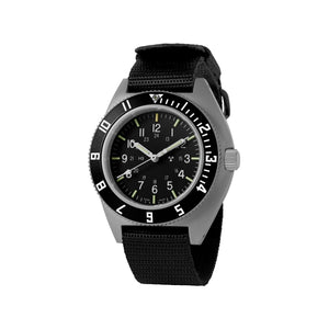 NAV, QUARTZ, SAPH, STE, COL: SS/BKBK NYLON 12" Black Sterile/Nylon 12" | Black Dial