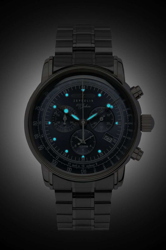 100 Jahre Chronograph Blue with Metal Bracelet | Blue Dial