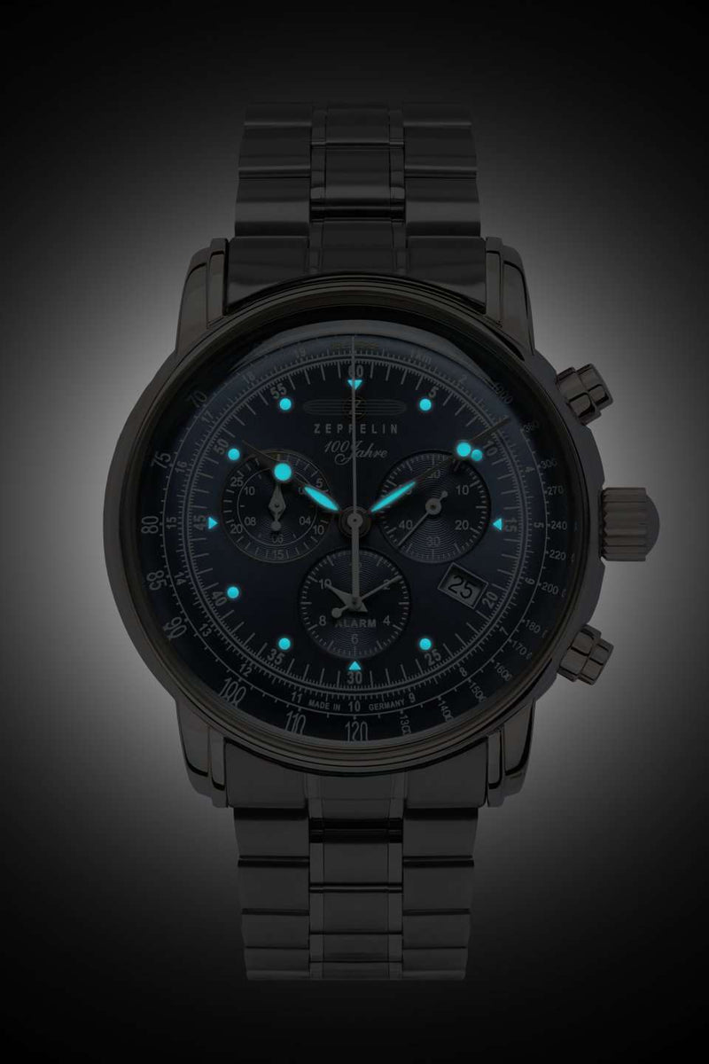 100 Jahre Chronograph Blue with Metal Bracelet | Blue Dial