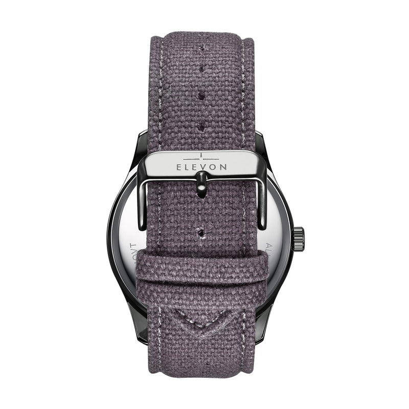 Crosswind Canvas-Overlaid Leather-Band Watch w/ Date Gunmetal/Grey | Silver Dial