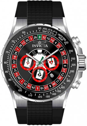 Aviator Men Black Casino Dial / Black Silicone Strap Black Dial