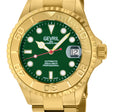 Wall Street Gevril Swiss Made SW200 IPYG Steel Rotating Bezel watch, Gold bezel, Green dial | Green Dial