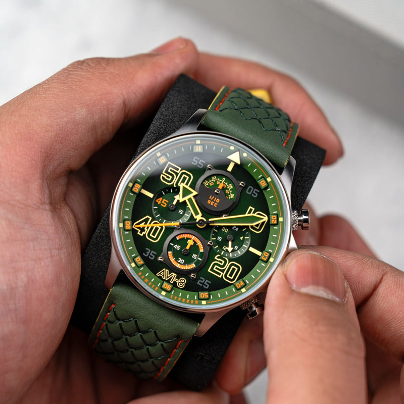 Coningham Chronograph Green / Leather | Green Dial
