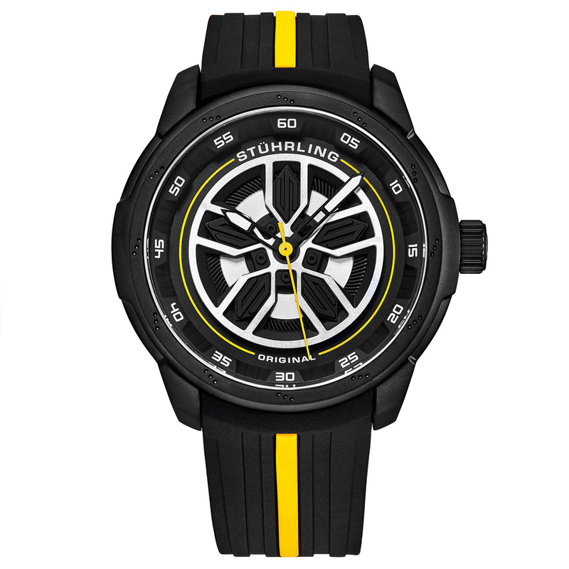Aviator Black and yellow/Rubber/Black/Silver Dial/Black Case | Black Dial