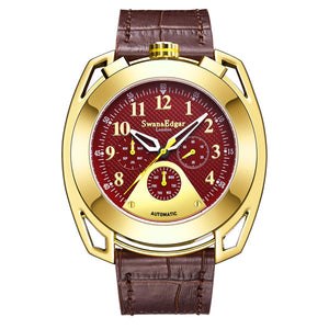 Crusader Automatic Brown Grid-Pattern Dial / Brown Leather Strap Brown Dial