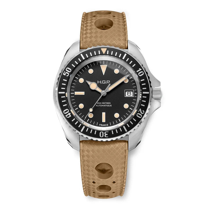 Diver 200M Automatic Vintage Diving Watch - Desert Strap | Black Dial