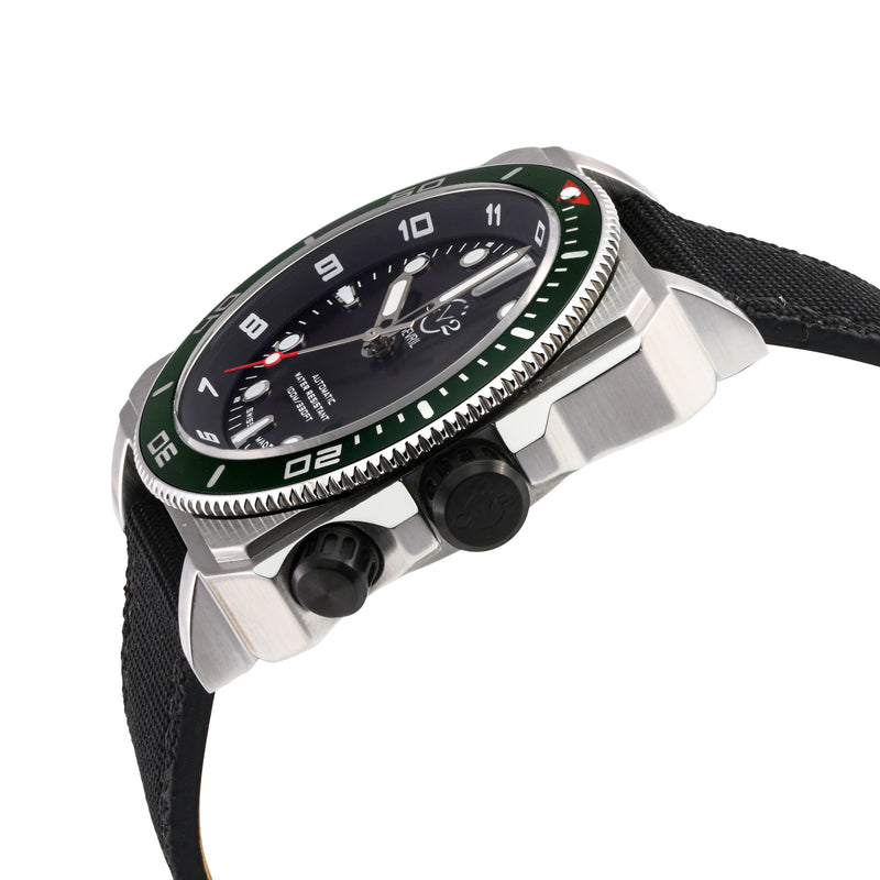 XO Submarine Swiss Made SW200  inner and outer rotating bezel, metal band  Black Black/ green bezel | Black Dial