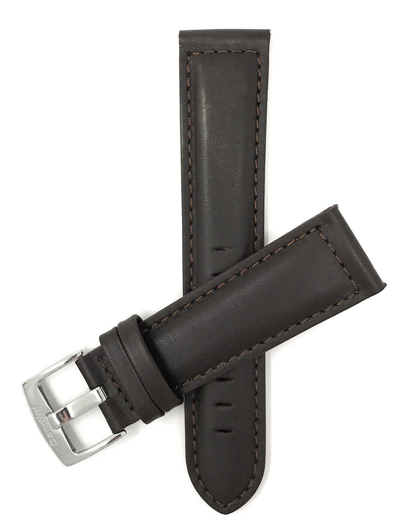 500 | 28mm Brown Italian Leather Watch Band - Classic - Padded 28mm / Brown / Silver Buckle |  Dial