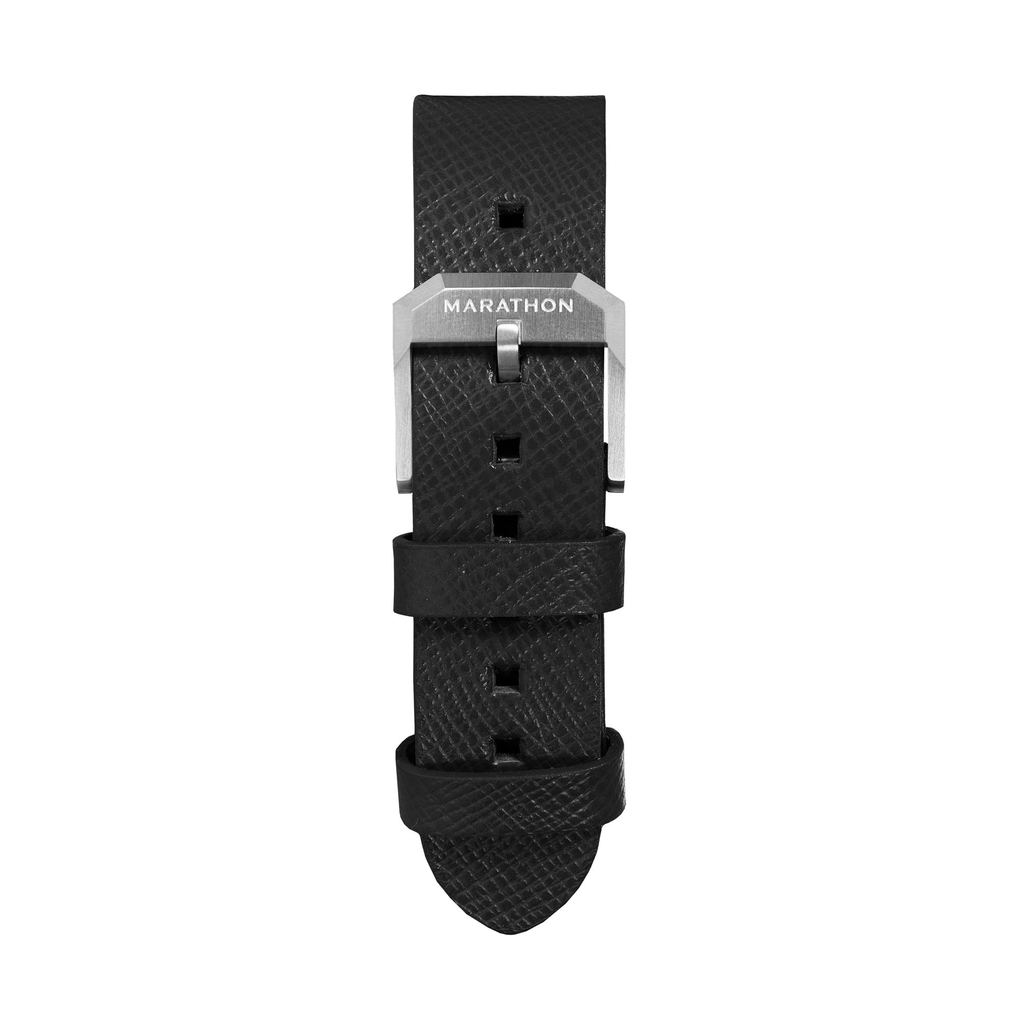 STRAP, 22mm, LEATHER, CROSS HATCH, BLACK, STEEL BUCKLE, STANDARD ITALIAN LEATHER, CROSS HATCH