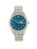 Gann Bracelet Watch w Day/Date Silver/Teal | Blue Dial